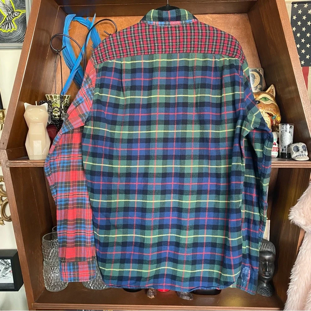 J. Crew - Multicolor Plaid Panel Flannel Shirt - Men’s Medium
